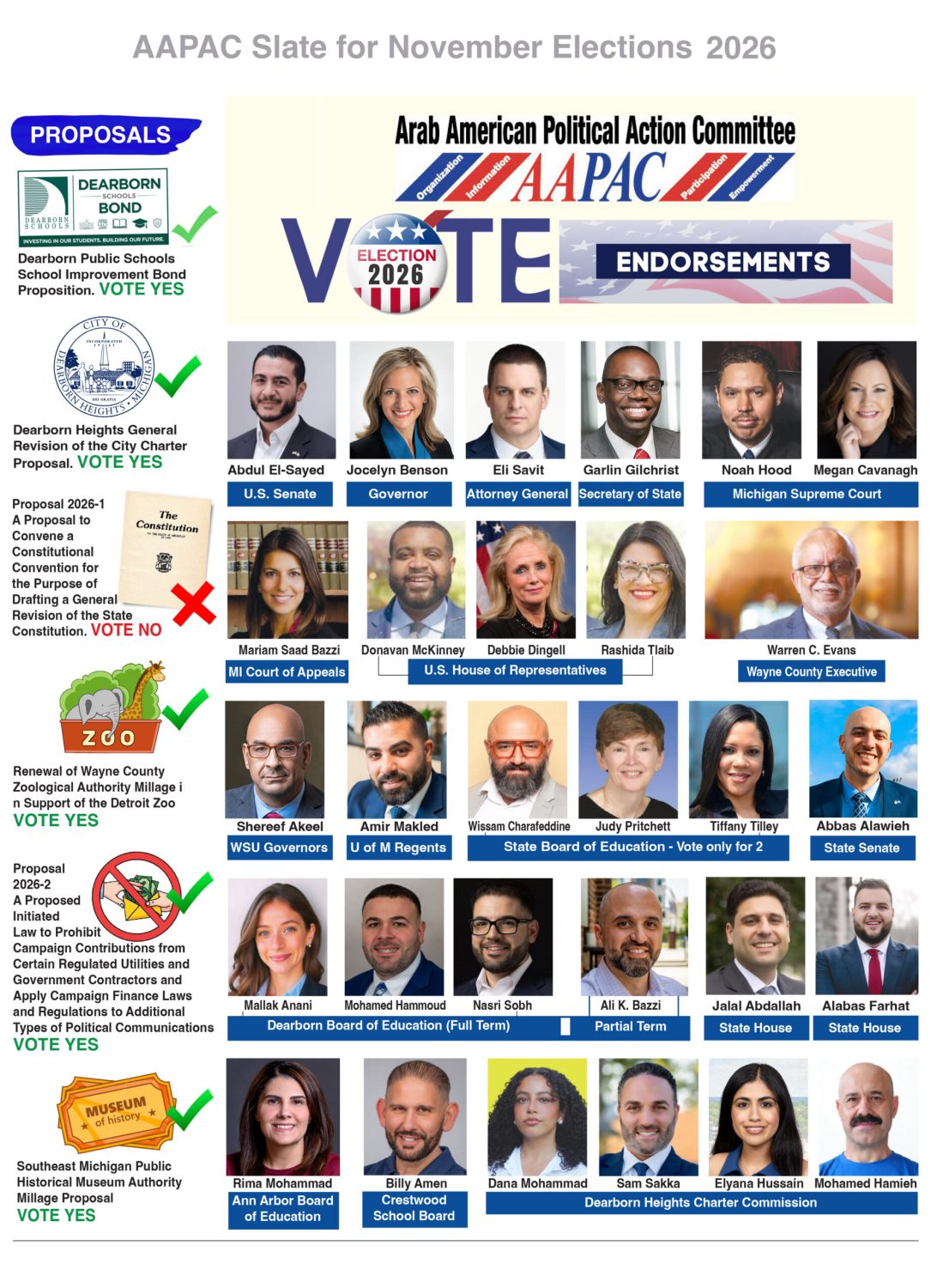 AAPAC slate for November 3rd 2026 Elections